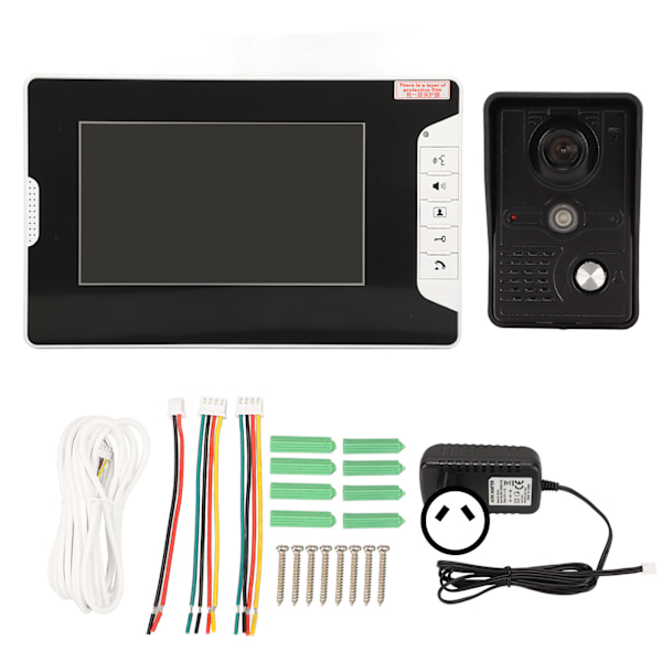 7-tums Video Intercom System Mörkerseende LCD Handsfree Video Dörrtelefon Dörrklocka med Kameramonitor 100‑240V AU-kontakt