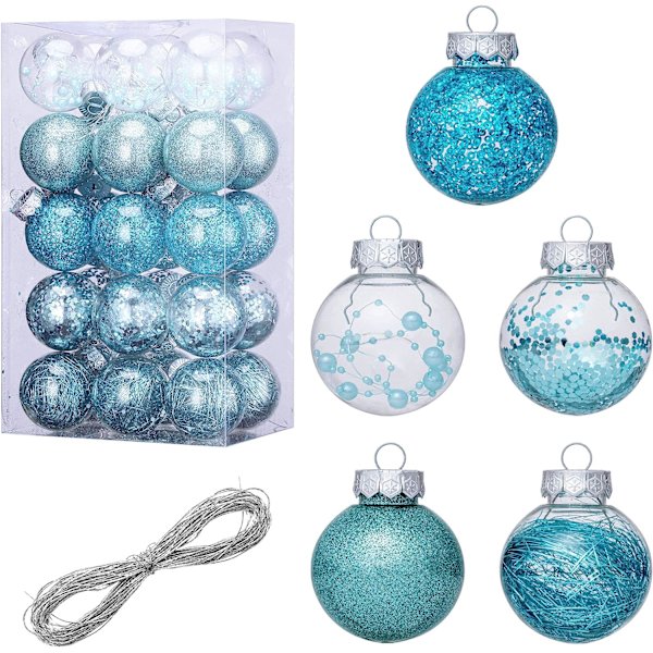 30Pcs Christmas Ball Ornament for Xmas Tree, Shatterproof Clear
