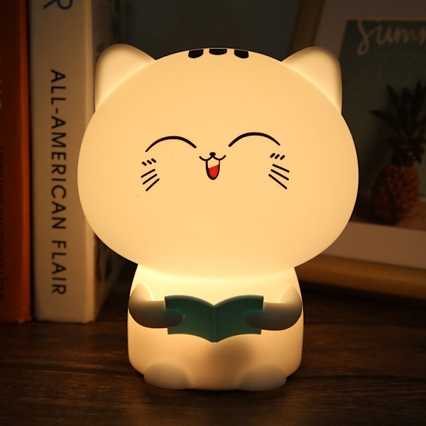 USB-laddningsbar söt kattformad LED-lampa färgglad nattlampa för