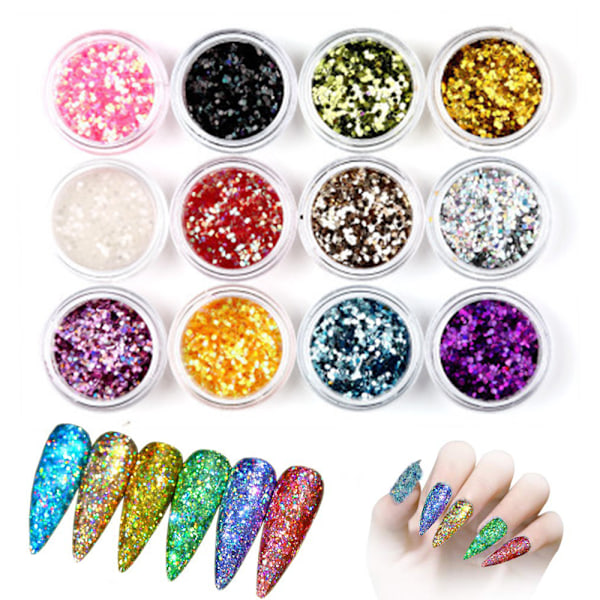 12 st glitterpulver Glitter Dust Potty Toppkvalitet Craft Nail