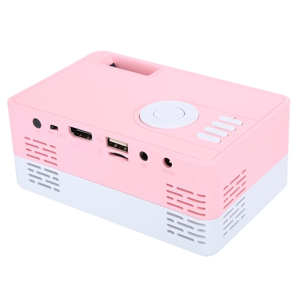 1080p Högupplöst LED Portabel Projektor Smart Hemmabio Vit Rosa 100‑240V UK-kontakt