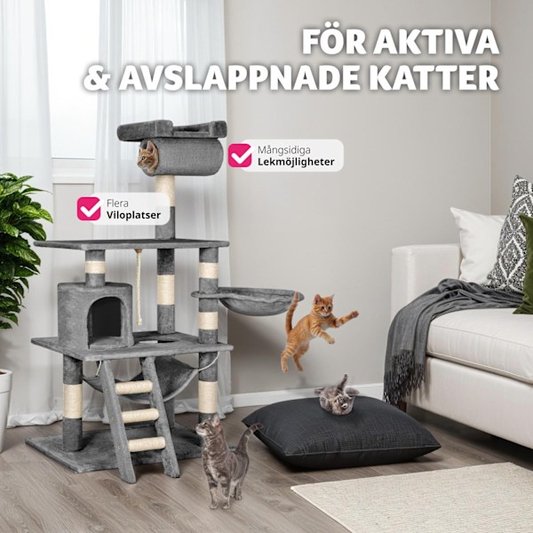 tectake Katt klösträd, klösmöbel Sabrina grå