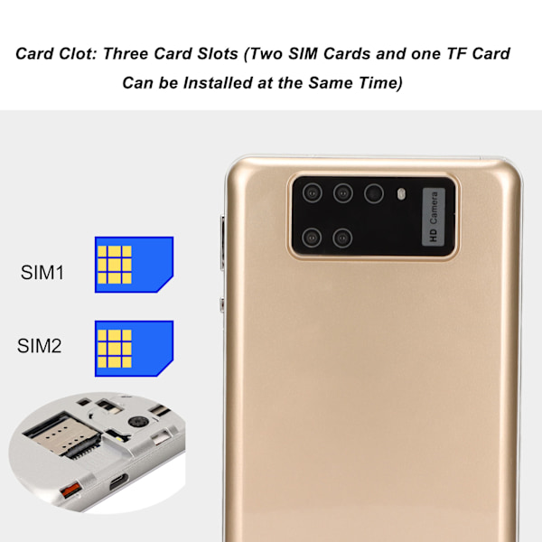 7 Tum Barnplatta för Android 10 2GB 32GB 5G Wifi Dual Band Octa Core IPS HD 3G Samtalstablett EU-kontakt 100‑240V Guld EU-kontakt
