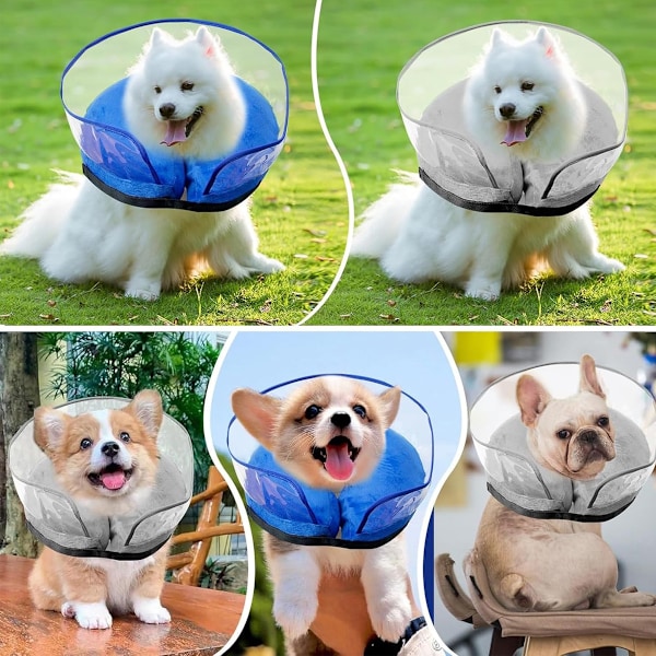 Bark Free Hundmunkhalsband, Uppblåsbar Krage för att hindra hunden från att slicka efter operation, Mjuk Hundkrage som Ersättning med Anti-slick Skydd, Skyddande Kudde M