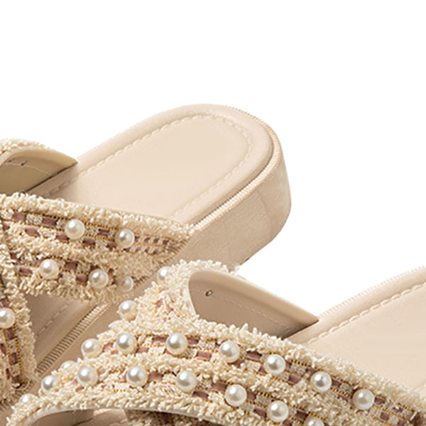 Cross Sommar PVC Tofflor Öppen Tå Lättvikt Mjuk Tjock Sula Slide Tofflor för Kvinnor Utomhus Beige 38-39