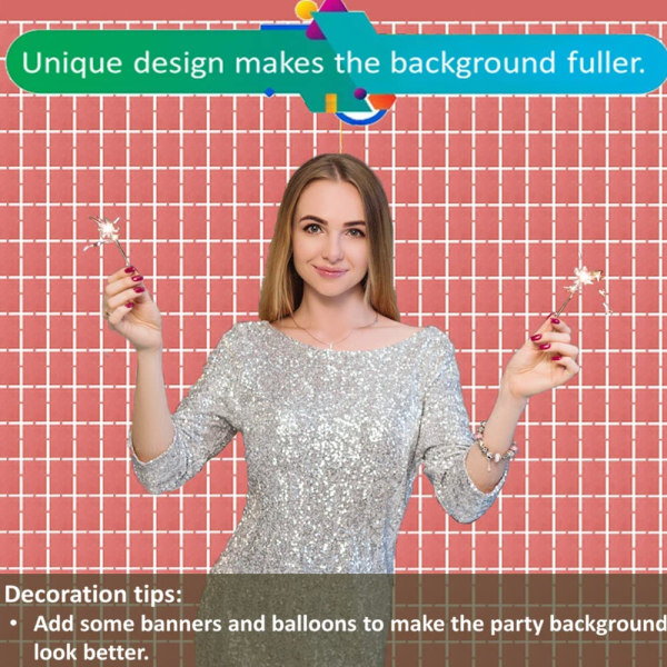 2Pcs Square Foil Fringe Backdrop Curtain Backdrop for Birthday,