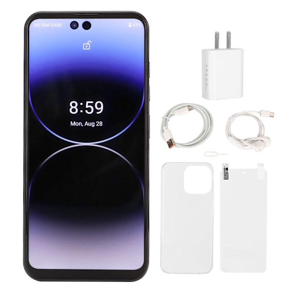 Olåst Smartphone 4G 6,7 tum IPS HD-skärm 8GB RAM 256GB ROM 16MP Front 32MP Bakre Kamera Ansiktsigenkänning Mobiltelefon för Android 12 100 till 240V