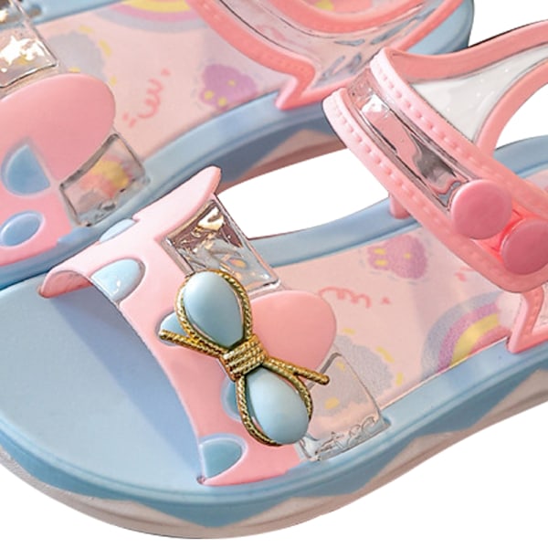 Flicksandaler Halkfria Mjuka Sula Platta Skor Godisfärg Rosett Sandaler Sommar Prinsessa Strandskor Rosa 29 Inre Längd 18 cm