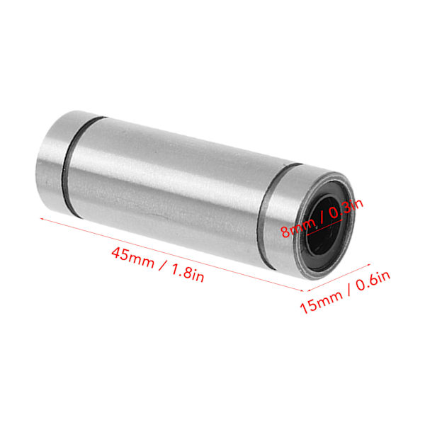 2 st Cylinder Linear Motion Kullagers Nickelpläterad Yta Linjär Skena Guide Tillbehör för 3D-skrivare