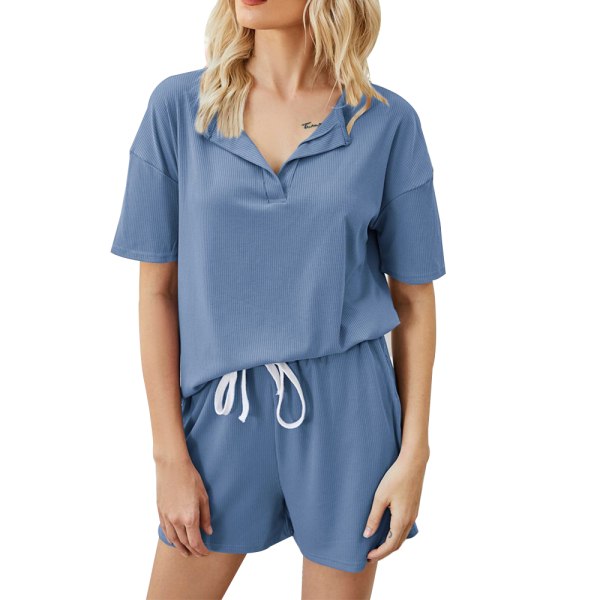 Blå pyjamas Ytterkläder för kvinnor hushållskläder