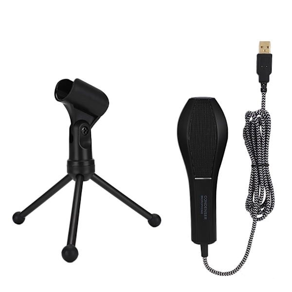 USB Trådbunden Mikrofon Dubbel Kondensatormikrofon med Stativ för Windows/Mac OS Stationär Dator Laptop