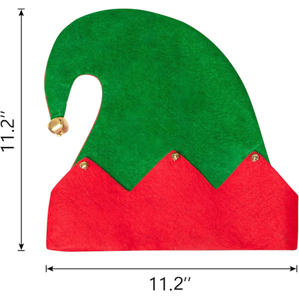 3Pack Christmas Elf Felt Hat - Jingle Bells Xmas Holiday Party