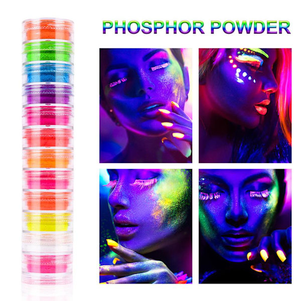Lysande pigment för mångsidig konst, självlysande pulver förstärker nagelkonst, kropp och hantverk med livfull neonfärg och fluorescerande matt finish