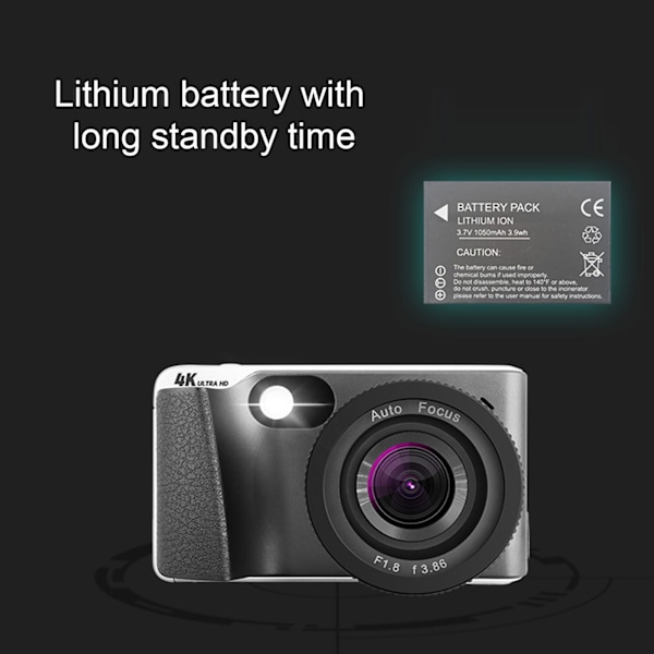 4K Digitalkamera för Fotografering Autofokus 48MP 18X Digital Zoom Vlog Vlogging Kamera