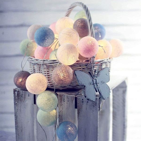 20 Stücke LED Lichterkette mit Baumwollkugeln, Lichterkette