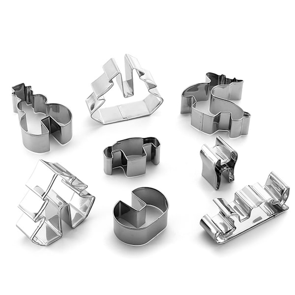 8PCS/Set 3D rostfria formar med julgran snögubbe