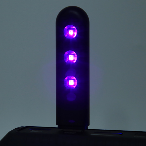 Bärbar snabb UVC-rengöring med svart plastknapp, USB-driven UV-ljus för kvalsterdödande för mobiltelefon och tangentbord