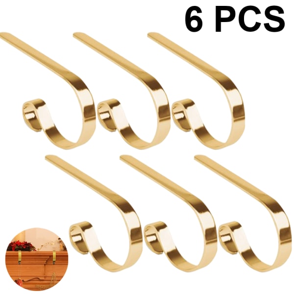 Stocking Hangers for Mantel Set of 6, Christmas Stocking
