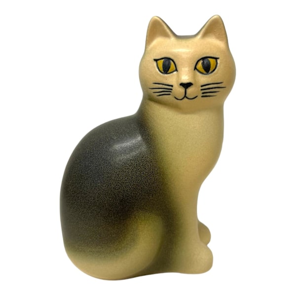 Katten Måns - Gustavsberg - Handmålad Figur, Lisa Larson Design, Hel Grå med Vit svans