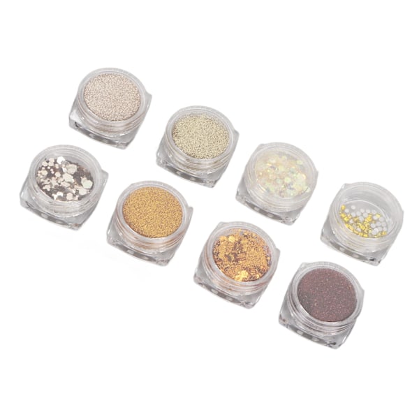 8 st Nagelkonst Paljetter Ultratunna Glänsande DIY Färgglada Nagelkonst Glitter för Hem och Nagelsalong