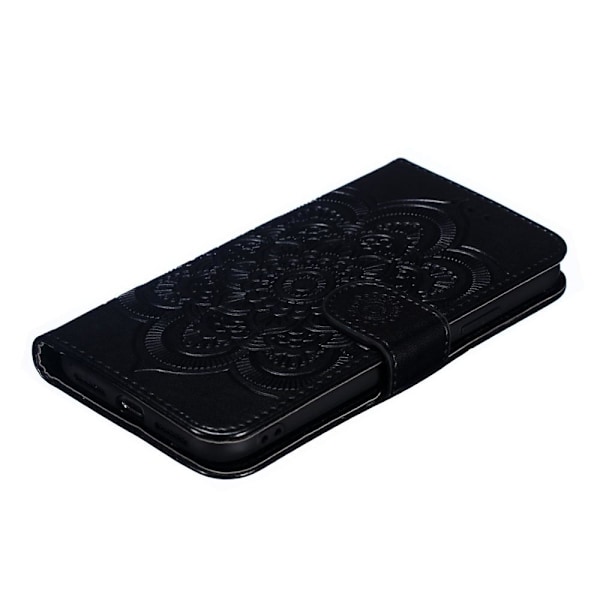 iPhone X/Xs - Mandala Läder Fodral - Svart Black Svart