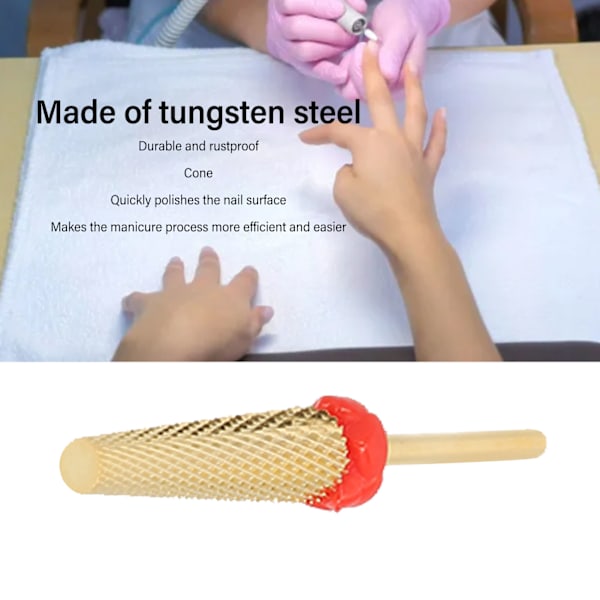 Nagelsliphuvud Kon Ultra Lång Snabb Slipning Volframstål Nagelborr för Manikyr Gyllene 132# F