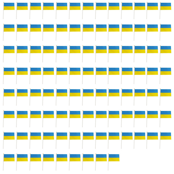 100 st Ukraina Handhållna Flaggor 21*30cm Ukrainska Nationella Mini
