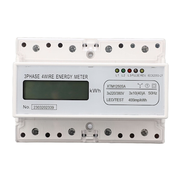 3-fas 4-ledare Energimätare 7-siffrig LCD-display Spänningseffektström Voltmeter Amperemeter Monitor 3x220V 380V