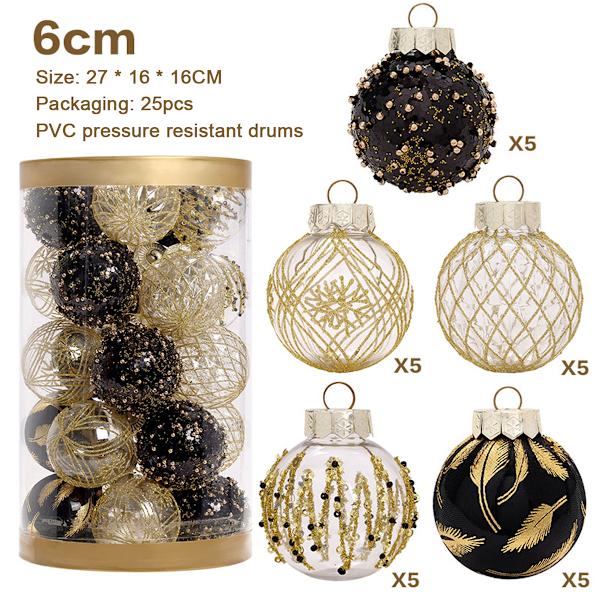 6cm Christmas Decorations, 25pcs Xmas Tree Hanging Ball Xmas