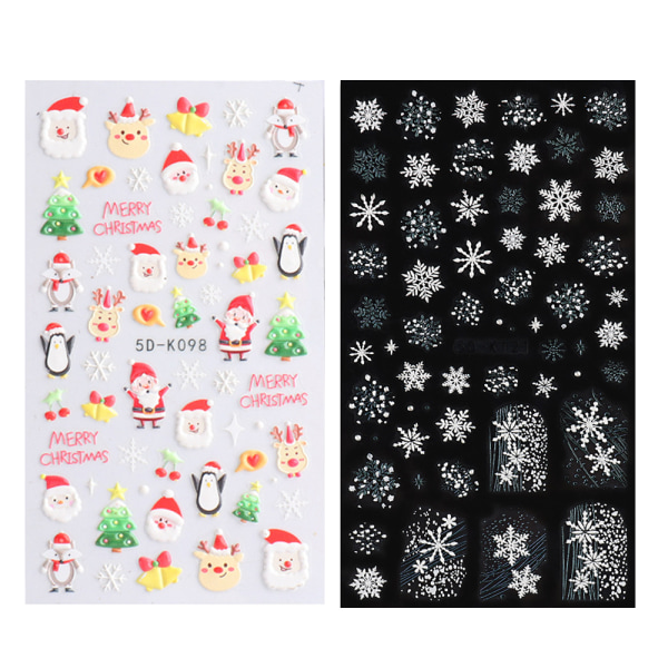 Christmas Nail Art Stickers Decals, 5D Stereoscopic Embossed