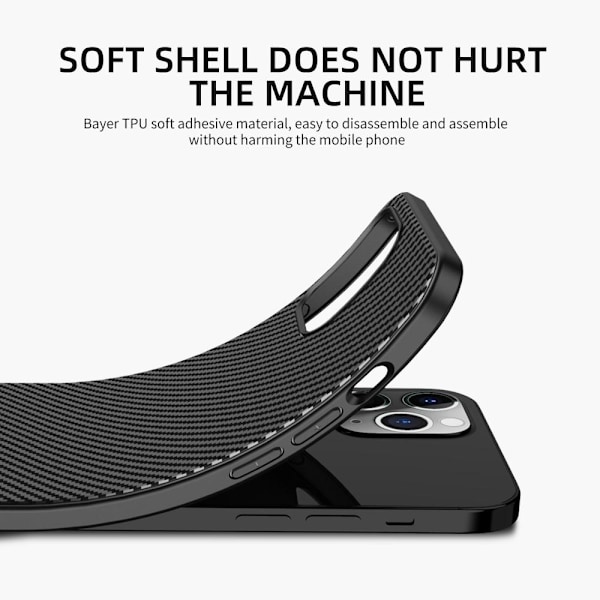 IPAKY Carbon Fiber Skal iPhone 12 Pro Max - Svart