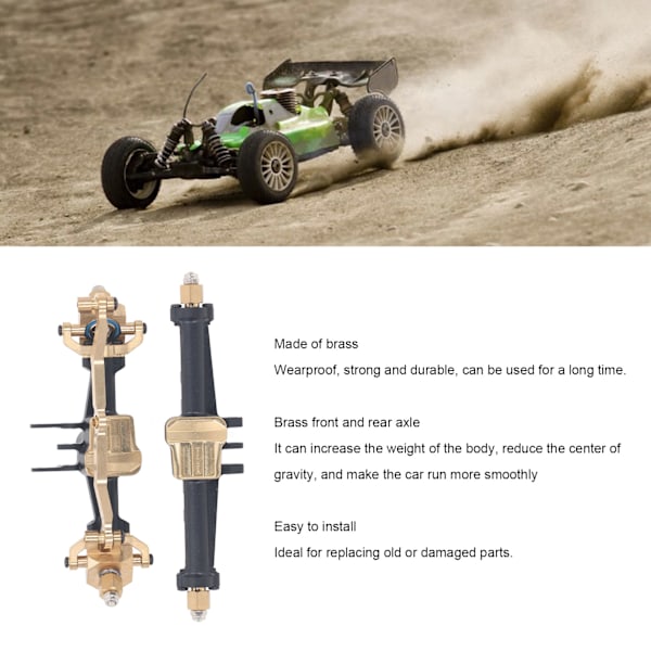 RC Främre Bakre Axelset Aluminiumlegering och Mässing Lättvikt Hög Precision RC Bilaxlar Ersättning för Traxxas TRX4M 1/18 RC Bil Svart