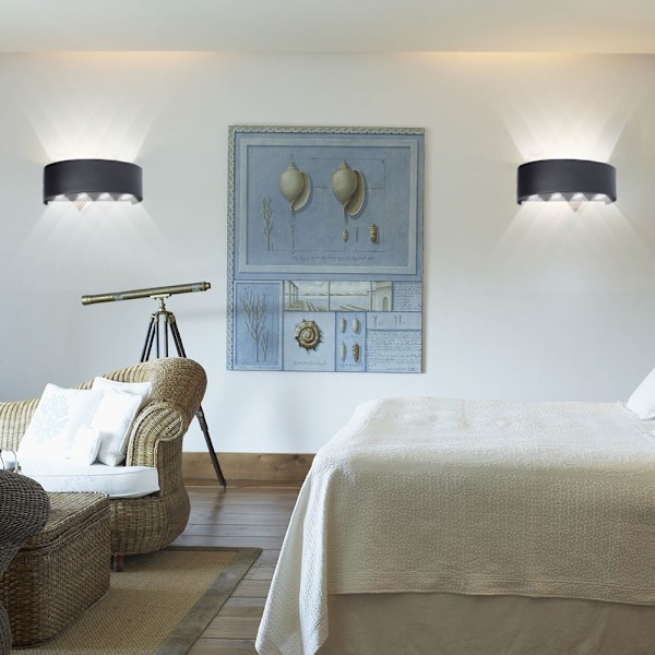 Inomhus enkel aluminium LED-vägglampa för sovrumskorridor 8W AC 85-265V svart (kallvitt)
