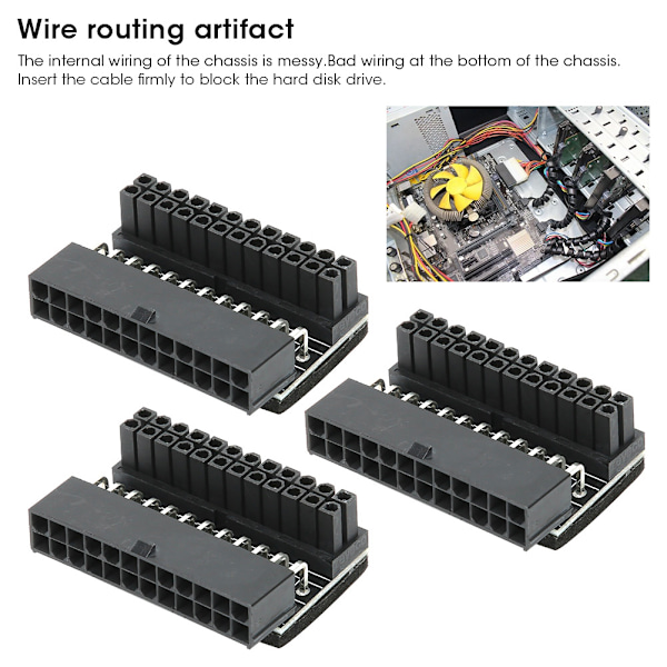 3 st Moderkort Strömkontakt Adapter GMTA 24P Vrid 90 Grader Fog DIY Installerat Tillbehör