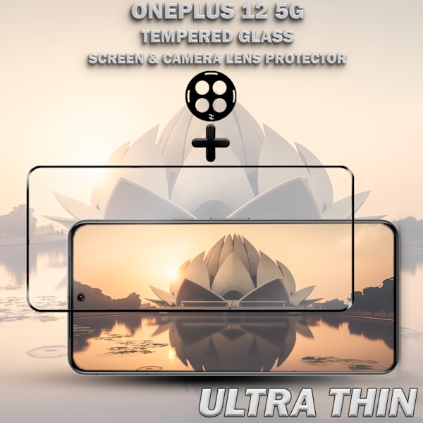 1-Pack ONEPLUS 12 5G Skärmskydd & 1-Pack linsskydd - Härdat Glas 9H - Super kvalitet 3D