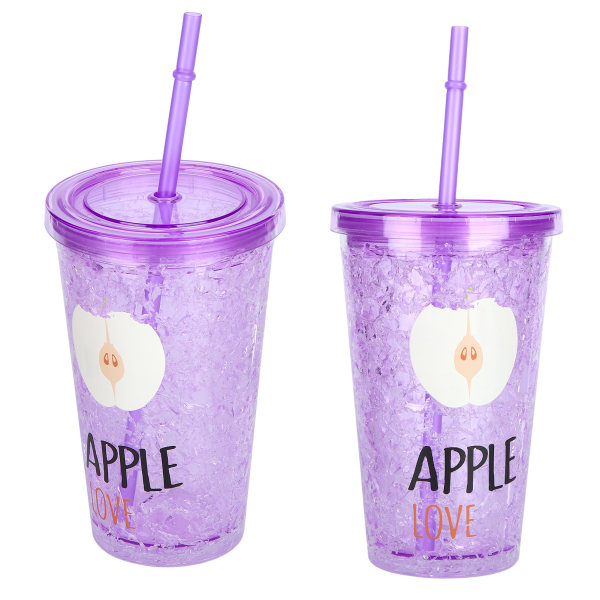 Plast Smoothie Kopp med Sugrör Bärbar Isdryck Mugg för