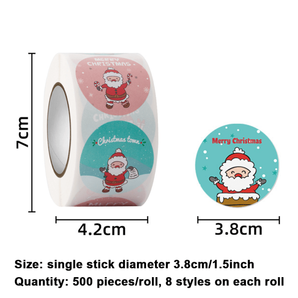 Merry Christmas Background Stickers in roll , Round Size