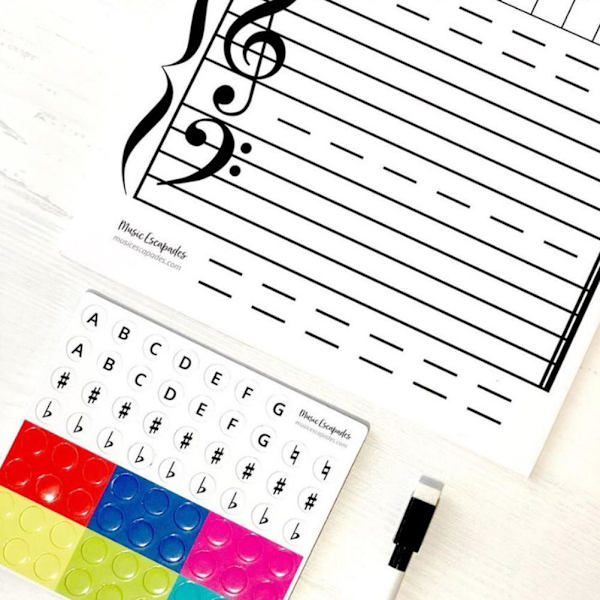 Magnetisk whiteboard-tavla för noter och läsning för musikundervisning