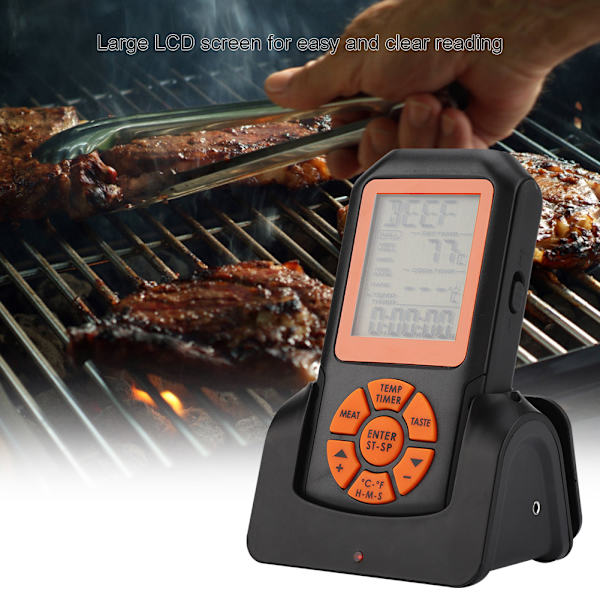 Vattentät digital trådlös grilltermometer för grillning av kött