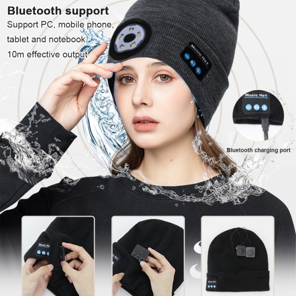Bluetooth-headset LED-lampmössa Utomhus nattlöpningsbelysning
