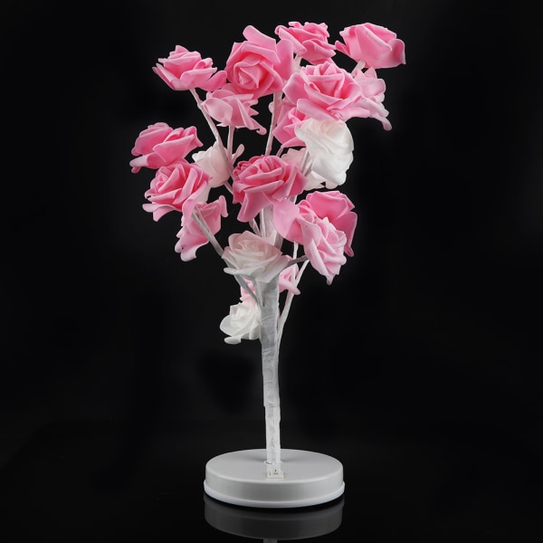 24LED bordslampa vacker romantisk ros blomma träd dekor