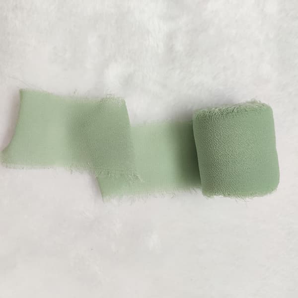 Handgjort organzaband i polyester för bröllopsinbjudningar och pyssel, ljusgrönt, 4 cm x 3 rullar
