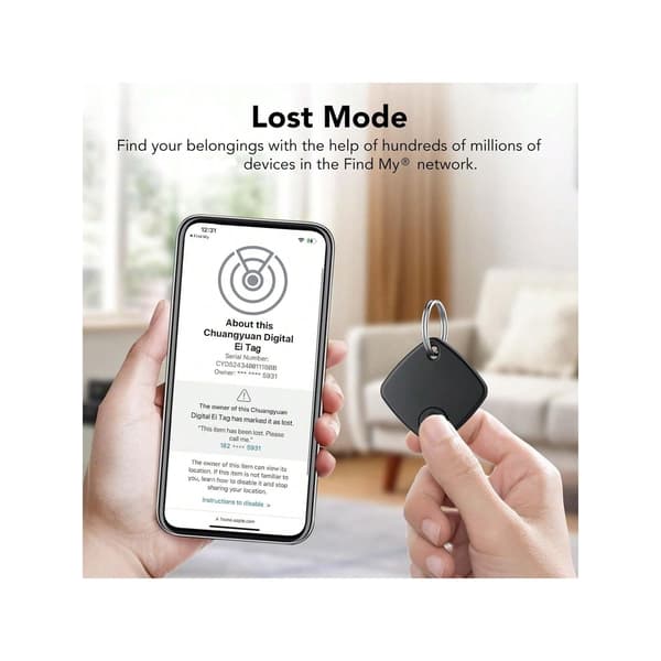 2-pack Bluetooth-tracker för Apple Find My, nyckelsökare med nyckelring, utbytbart batteri, svart