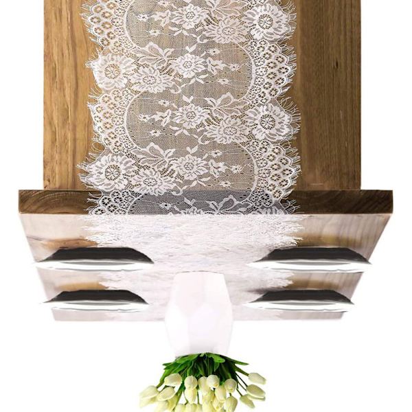 Spetslöpare 35x300cm Vit Elegant Utsökt Tvättbar