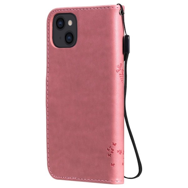iPhone 13 - Tryckt Träd/Katt Design Fodral - Rosa