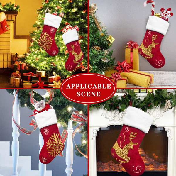 Christmas socks gift bag snowflake elk flannel embroidered