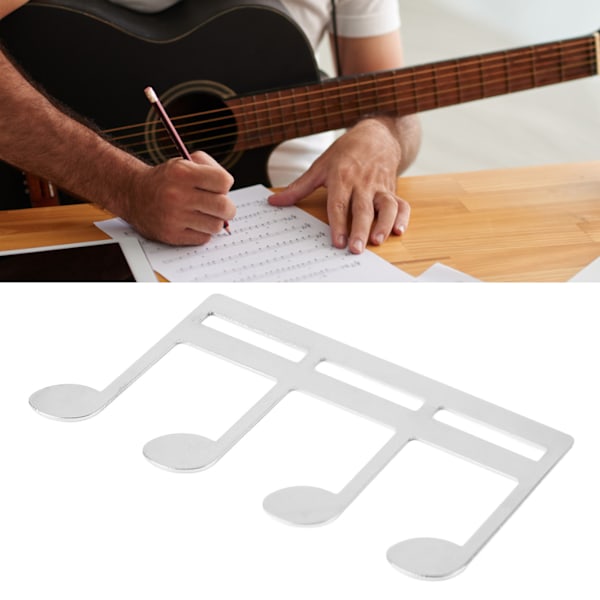 Notklämma i metall med notmönster, delikat notboksklämma sidhållare för piano gitarr silver