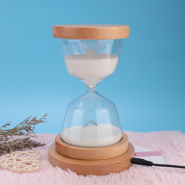 2 i 1  Nyhet 15Minuters Timglas Sand Timer LED Nattlampa