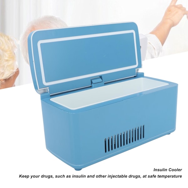 Bärbar kylare för insulin och biologiska reagens, touchkontroll och LED-display kylskåp, håller temperaturen mellan 2-18 grader Celsius, kompakt &