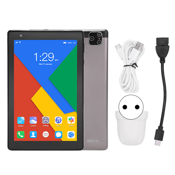 8 tums barnplatta 2G RAM 32G ROM 5G WIFI Dual Band Samtalsplatta PC för Android 10 EU-kontakt 100‑240V Grå EU-kontakt